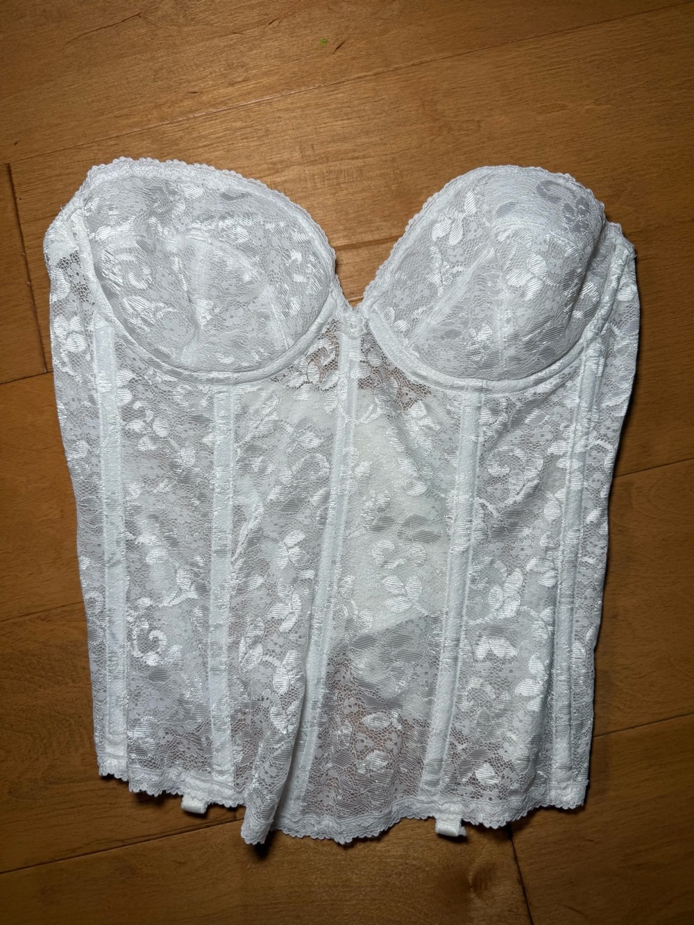 Wacoal White Lace Longline Bustier with Underwire